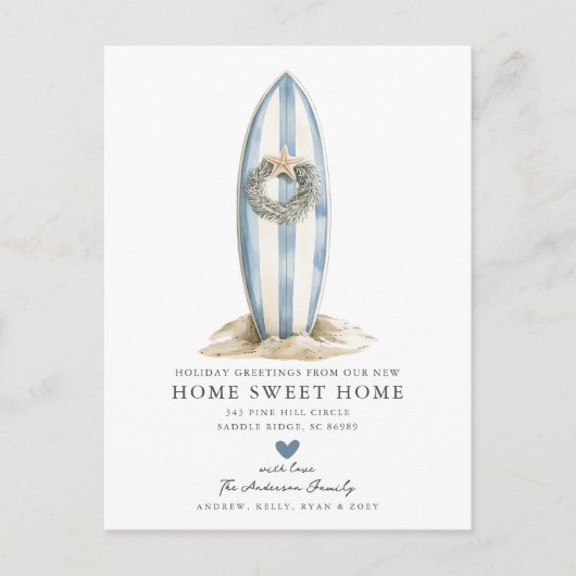 ブルーサーフボードのクリスマス移動発表 案内ポストカード (正面)