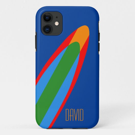 ブルーサーフボードデザイン iPhone サーフィンテーマ Case-Mate iPhoneケース (裏面)