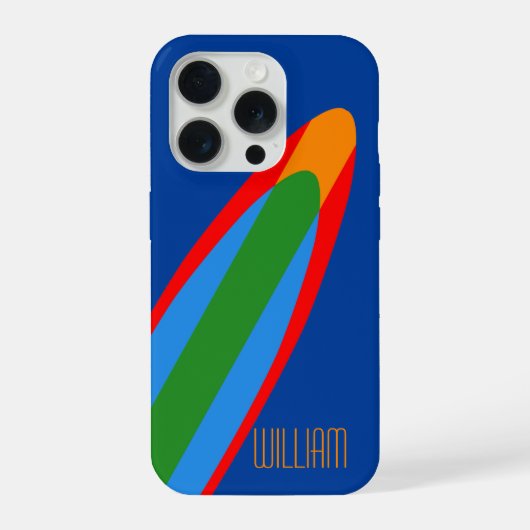 ブルーサーフボードデザインiPhone 15ケース サーフィンテーマ iPhoneケース (裏面)