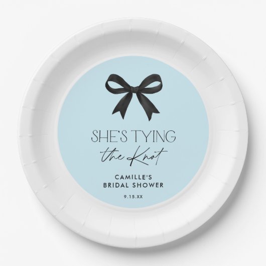 ブルーザノットの弓ウェディングシャワー ペーパープレート (正面)