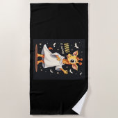 ブルーザハロウィンダブおもしろいビング幽霊キラフェロン ビーチタオル (正面)