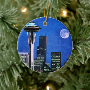 ブルーシアトルスカイラインメリークリスマス セラミックオーナメント