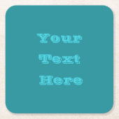 ブルーシアンティール（緑がかった色）ターコイズ春シーズンカ無地のラー スクエアペーパーコースター (正面)