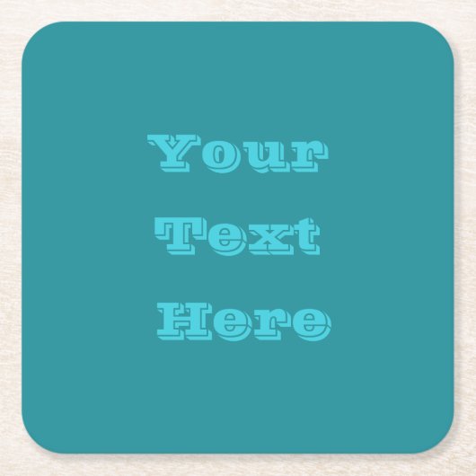 ブルーシアンティール（緑がかった色）ターコイズ春シーズンカ無地のラー スクエアペーパーコースター (正面)