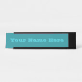 ブルーシアンティール（緑がかった色）ターコイズ春シーズンカ無地のラー デスクネームプレート (正面)