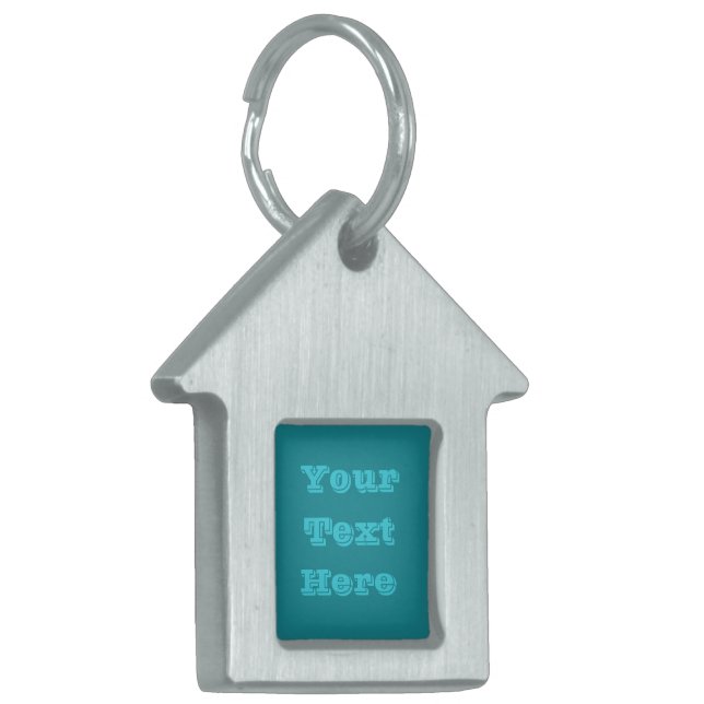 ブルーシアンティール（緑がかった色）ターコイズ春シーズンカ無地のラー ペットネームタグ (正面左)