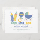 ブルーシェイクラトル&ベビー転がシャワー招待状 招待状 (正面/裏面)