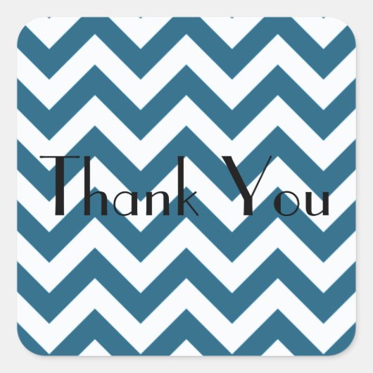 ブルーシェブロンありがとうシール スクエアシール (正面)