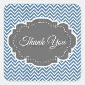 ブルーシェブロンありがとうステッカー スクエアシール (正面)