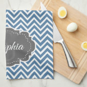 ブルーシェブロンのキッチンタオル キッチンタオル (四つ折り)