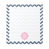 ブルーシェブロンイカットモノグラムのメモ帳 ノートパッド (正面)