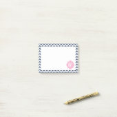 ブルーシェブロンイカットモノグラムのPost It Notes ポストイット (デスク上)