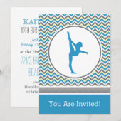 ブルーシェブロンギムナストパーティの招待状 招待状 (正面/裏面)