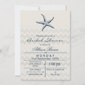 ブルーシェブロンスターフィッシュビーチブライダルシャワー招待状 招待状 (正面)