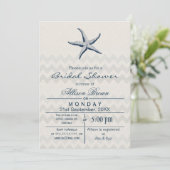 ブルーシェブロンスターフィッシュビーチブライダルシャワー招待状 招待状 (スタンド正面)