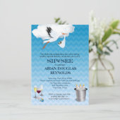 ブルーシェブロンストークベビーSip and Seeパーティー 招待状 (スタンド正面)