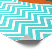 ブルーシェブロンスリーキツネ子供部屋アート ポスター (角)