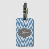 ブルーシェブロンパーソナライズされたラゲッジタグ ラゲッジタグ (正面縦)