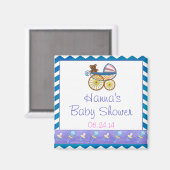 ブルーシェブロンベビーPramベビーシャワーフェイスマグネット マグネット (正面/裏面)