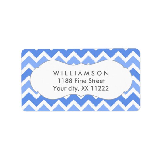ブルーシェブロン住所 シールベビーシャワーメッセージカード ラベル (正面)