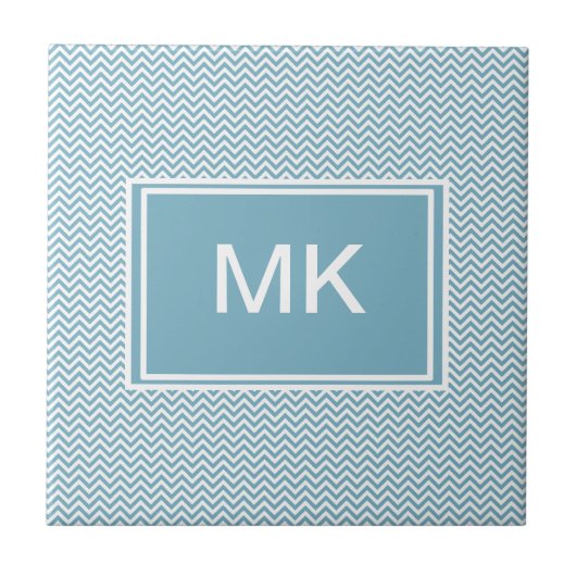 ブルーシェブロン（モノグラム） タイル (正面)