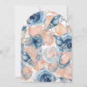 ブルーシェルフラワーズウォーターカラービーチ結婚式 招待状 (裏面)