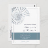 ブルーシェル航海の予算結婚式招待状 ポストカード (正面/裏面)