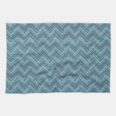 ブルーシェードのシェブロンパターン キッチンタオル (横)