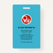 ブルーシェードイエローストライプ写真テンプレート会社ID バッジ (裏面)