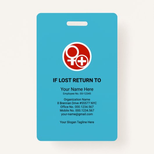 ブルーシェードイエローストライプ写真テンプレート会社ID バッジ (裏面)