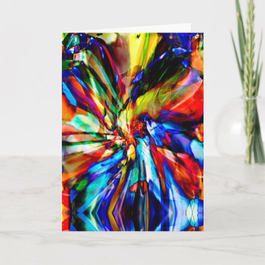 ブルーシェードオレンジイエロール抽象芸術ファンタジー花 カード (正面)