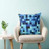 ブルーシェードチェッカーボード クッション (椅子)