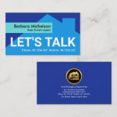 ブルーシェード建物シルエットシアンタブ不動産仲介業者 名刺 (正面/裏面)