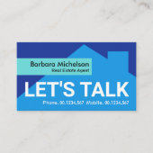 ブルーシェード建物シルエットシアンタブ不動産仲介業者 名刺 (正面)