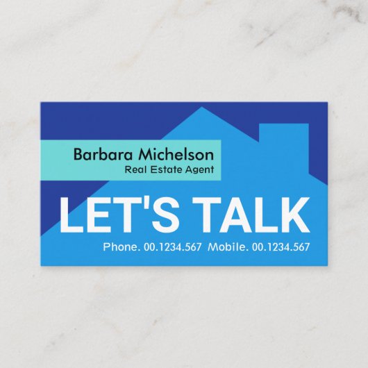 ブルーシェード建物シルエットシアンタブ不動産仲介業者 名刺 (正面)