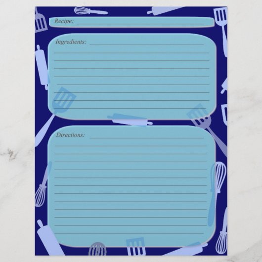 ブルーシェード料理器具レシピページ (正面)