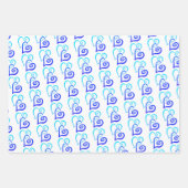 ブルーシェード2リンクハートパターン ラッピングペーパーシート (正面3)