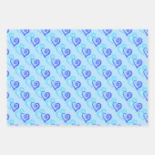 ブルーシェード2リンクハートパターン ラッピングペーパーシート (正面2)