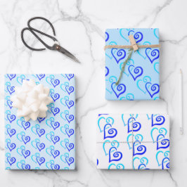 ブルーシェード2リンクハートパターン ラッピングペーパーシート