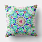 ブルーシェード8ポイント星万華鏡のように千変万化するパターン クッション (裏面)