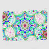 ブルーシェード8ポイント星万華鏡のように千変万化するパターン ゴルフタオル (横)