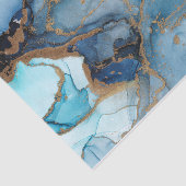 ブルーシェード、金ゴールド抽象芸術水彩大理石 薄葉紙 (詳細)