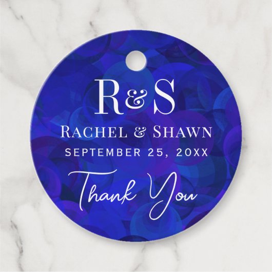 ブルーシエレガントックモダンモノグラム結婚ズ フェイバータグ (正面)