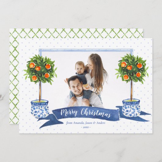 ブルーシエレガントトラスチノセリークリスマス写真 シーズンカード (正面/裏面)