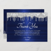 ブルーシエレガントルバーグリッタードリップ誕生日 サンキューカード (正面/裏面)
