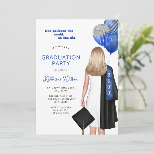 ブルーシエ信じー写真卒業式パーティー 招待状 (スタンド正面)