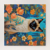 ブルーシカラフルャメネコ植物園 ジグソーパズル (横)