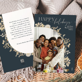 ブルーシックアーチファミリーフォトハッピーホリデーズカード シーズンカード