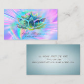 ブルーシックエレガントロータスフラワーホログラフィック 名刺 (正面/裏面)