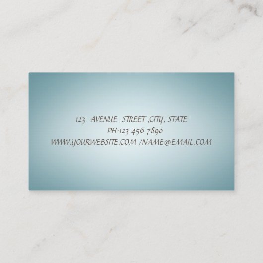 ブルーシックエレガントロータスフラワーホログラフィック 名刺 (裏面)